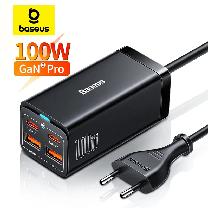 מטען שולחני Baseus GaN3 100/65W טעינה מהירה QC 3.04.0 USB C סוג C מטען טלפון עבור iPhone15 Huawei Xiaomi MacBook Laptop