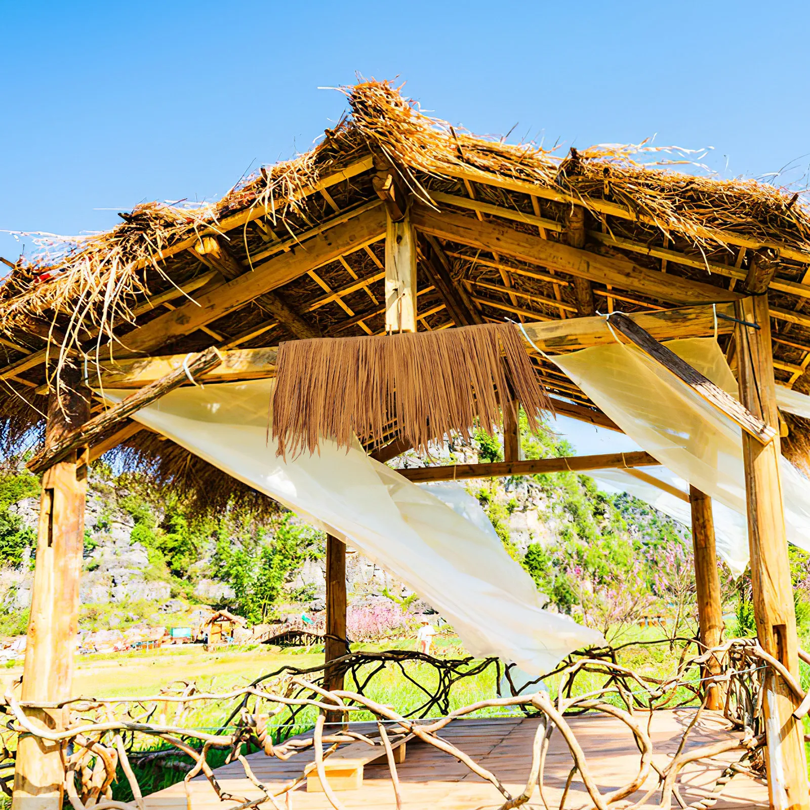Artificial Thatch Roof Roll for Garden Landscape Decoration DIY Wall Covering Outdoor Bar Restaurant Hut Sign Wall Landscaping