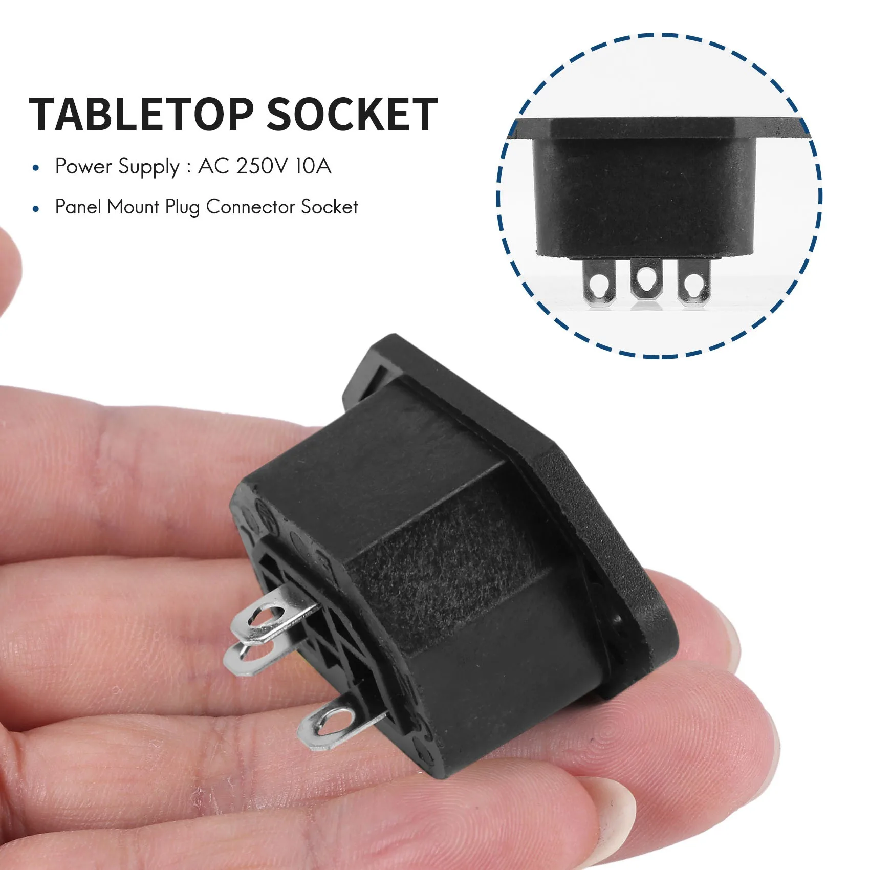 New AC 250V 10A IEC 320 C13 Panel Mount Plug Connector Socket Black