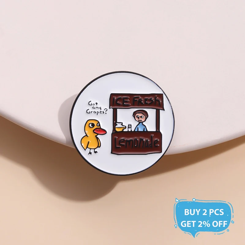 The Duck Song Enamel Pin Funny Story Got Any Grapes Cartoon Aniaml Brooch Lapel Backpack Badge Jewelry Gift for Kids Friends