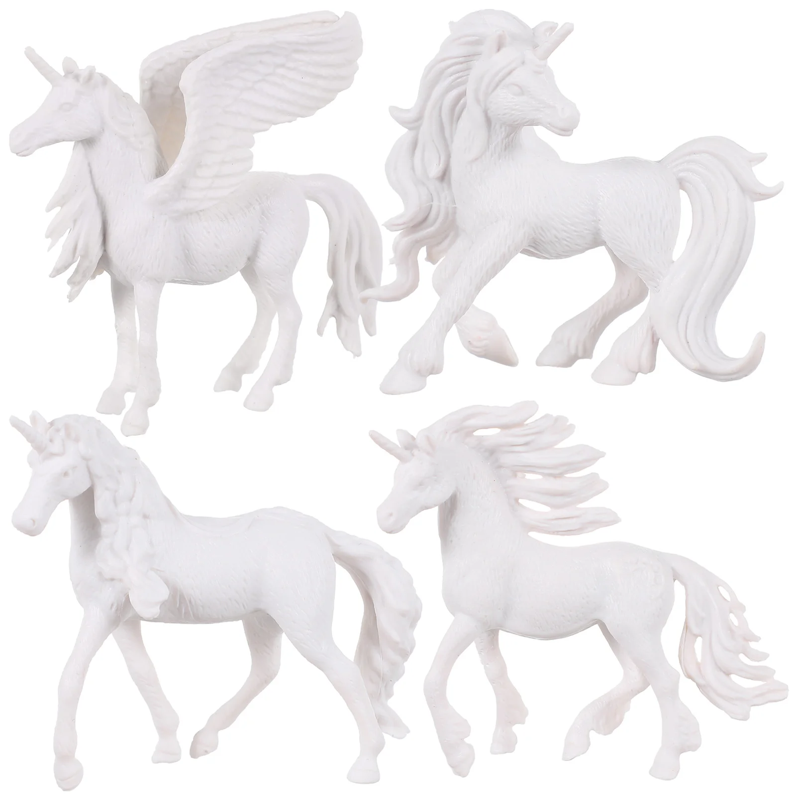 4 Pcs Unicorn Party Coloring White Embryo Girl Toys Painting Kit Plaster DIY Mould Child