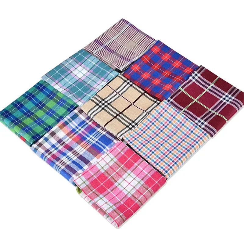 3Pcs 43x43cm 100% Cotton Classic Suits Pocket Square Towels Women Handkerchiefs Plaid Hanky Party Gift
