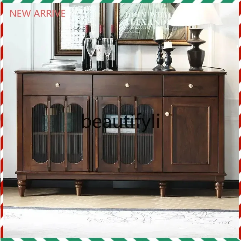 

D2520 American solid wood side cabinet storage light luxury high-end restaurant cabinet French dining cabinet furniture