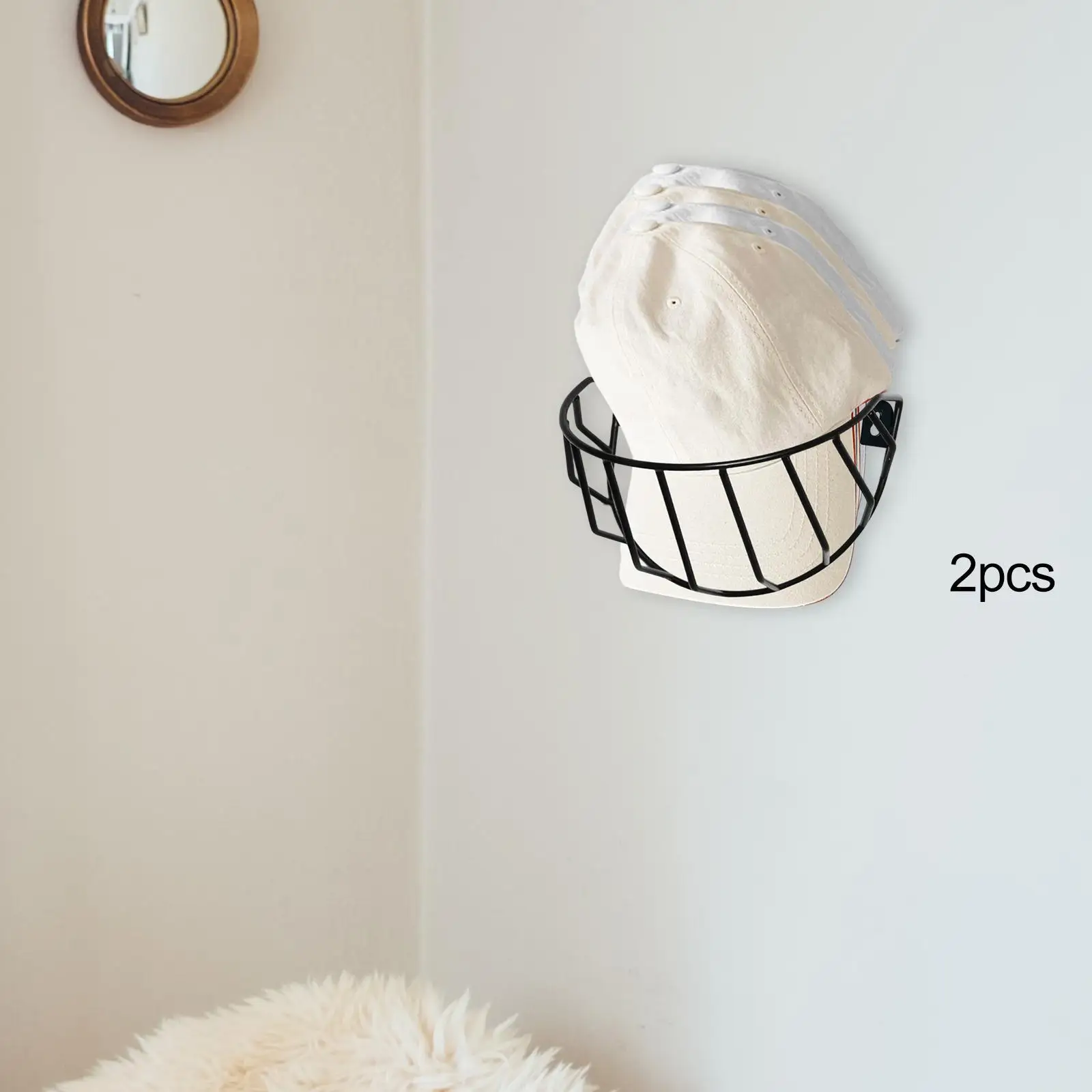 2 Pieces Hat Rack for Baseball Caps Cap Holder Wall Mounted Space Saving Hat Holder on Wall Metal Hat Organizer for Bedroom