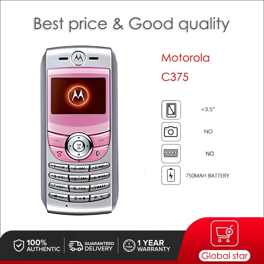 Original Motorola C375 Unlocked Refurbished Mobile Phone GSM 900 / 1800  Good Quality With 1 Year Warranty