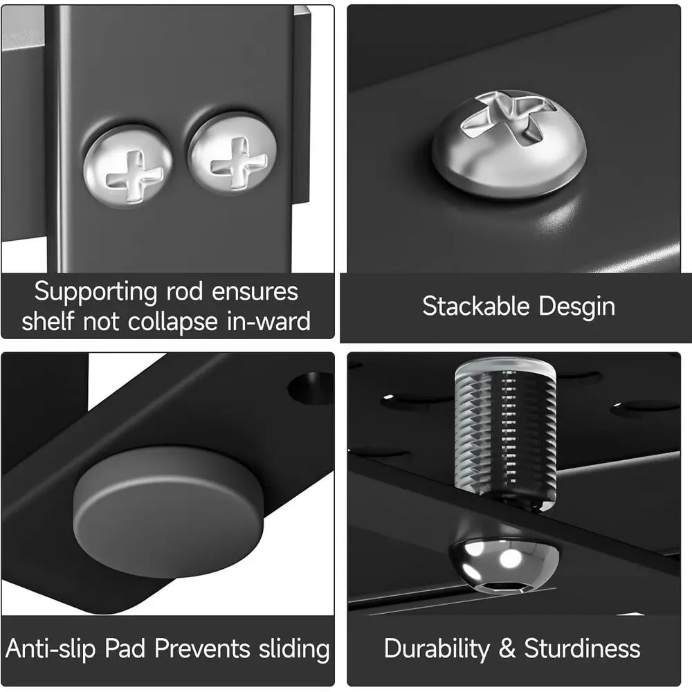 Adjustable 16.5-27 Expandable Cabinet Spice Rack, Stackable Metal Countertop Organizer for Kitchen Storage