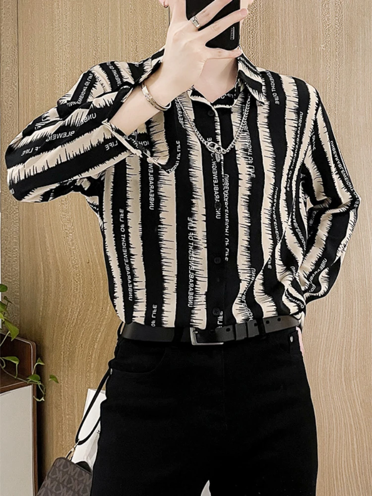 Men's Striped Shirt Spring Summer 2026 Casual Long Sleeve Thin Fashion Outerwear Breathable Lightweight Streetwear Tops