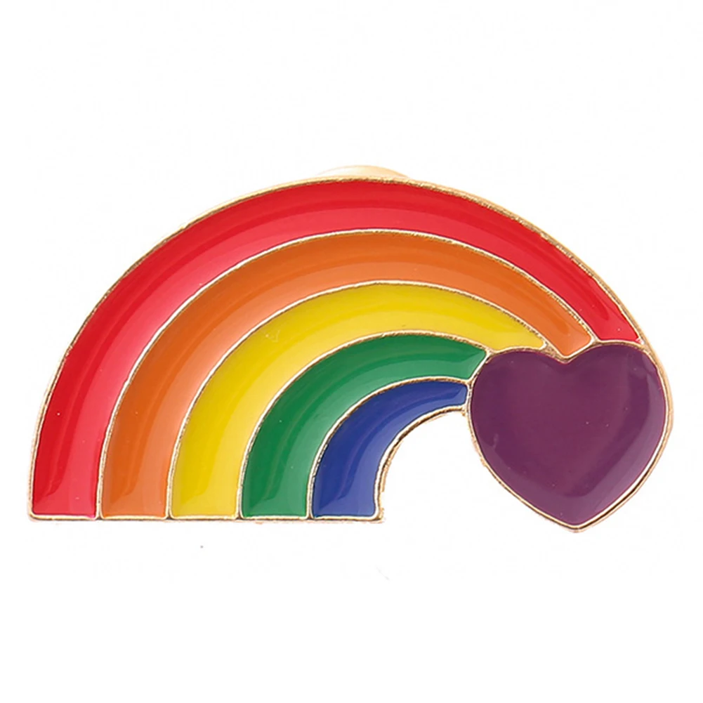 

Rainbow Heart Badge Jewelry Metal Cartoon Mini Brooch Versatile Unisex for Backpack Clothing Decor