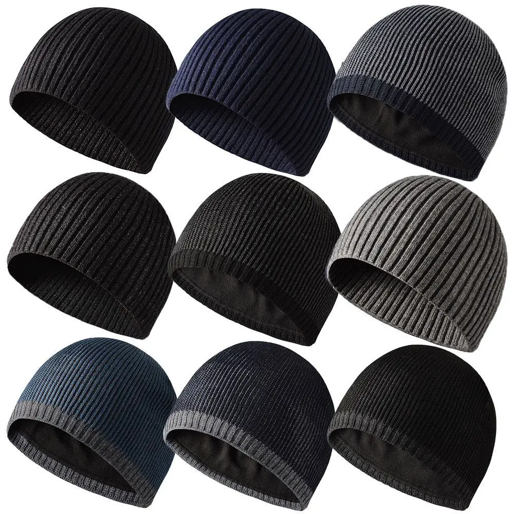 Solid Color Knitted Beanies Men Winter Warmer Hats Outdoor Sport Windproof Hedging Caps Comforable Soft Hiking Cycling Beanies