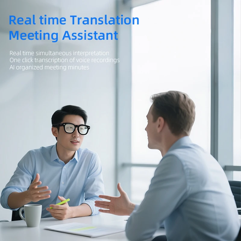 Occhiali da sole intelligenti da donna per uomo Occhiali da sole wireless impermeabili in più lingue Sport all'aria aperta Occhiali per traduzione vocale con fotocamera