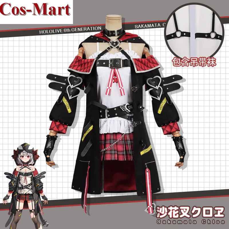 

Cos-Mart Anime VTuber Hololive Sakamata Chloe Cosplay Costume Grid Combat Dress Activity Party Role Play Clothing Custom-Make