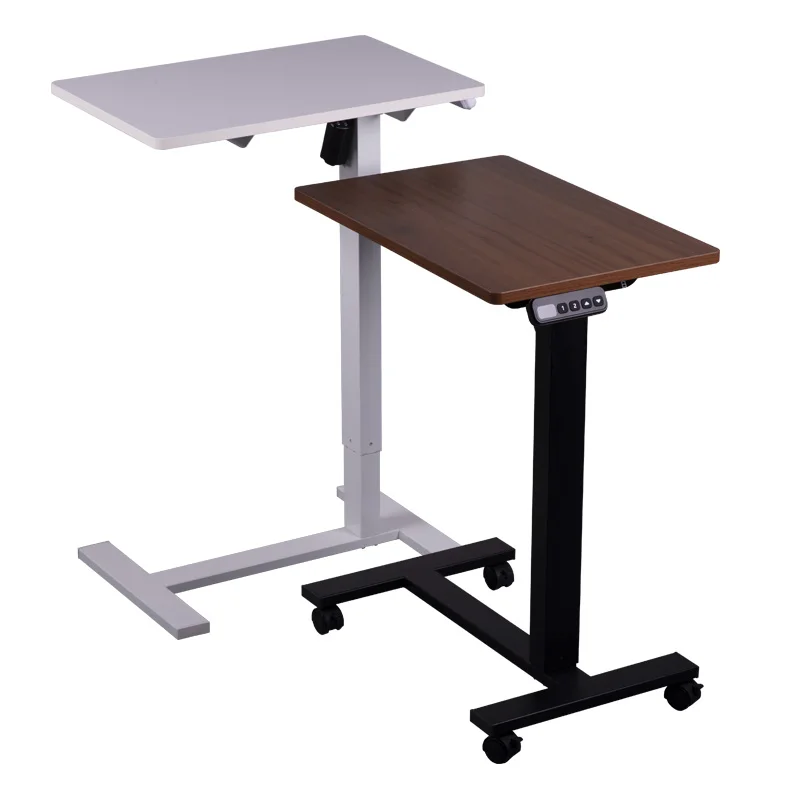 2026 Simple Foldable Adjustable Height Standing Desk Metal Frame Wood Surface 50kg Load Capacity Movable Laptop Bedside Table fo