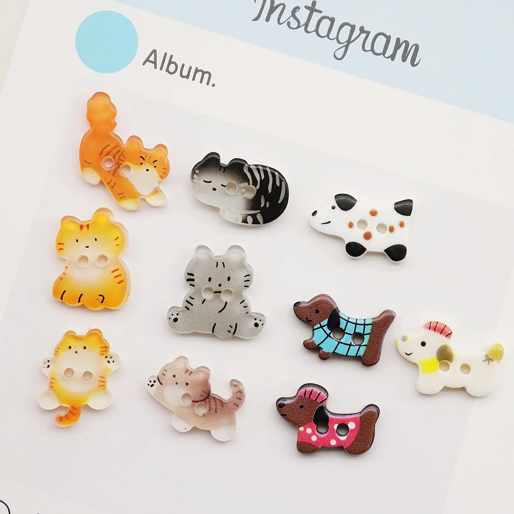 6/12/30/60pcs 2-hole Grey Cat Creative Kitty Buttons Cute Fashion Tabby Cat Buttons Resin Ginger Cat Buttons Clothes Accessories