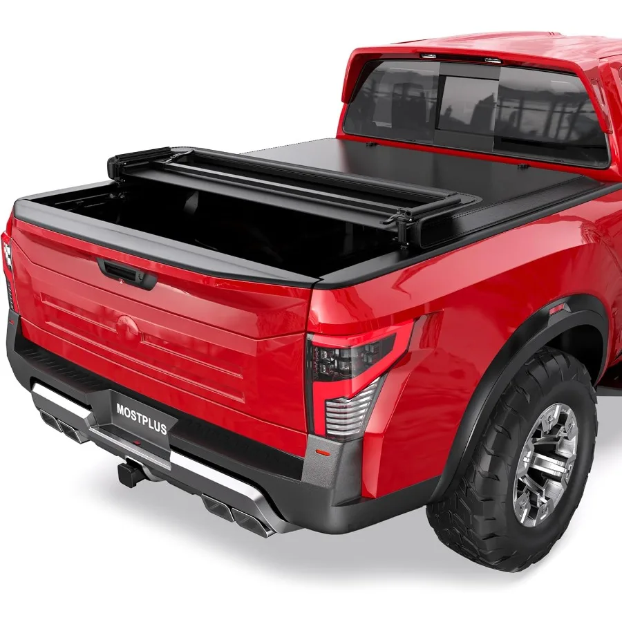 غطاء سرير شاحنة ناعم رباعي الطي من MOSTPLUS لـ 20042015 Nissan Titan Fleetside 5.5 FT67 بوصة 4 أضعاف على تصميم علوي متين #1