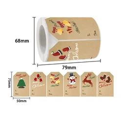 Pegatinas rectangulares de Papel Kraft para Navidad, etiquetas de nombre para regalo de Navidad, decoración de vacaciones, etiquetas de sello para paquete de regalo, pegatina para fiesta, 50-100 piezas