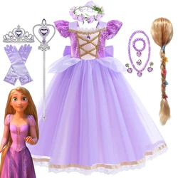 Disney Rapunzel Girl Princess Dress Cosplay Tangled Halloween Birthday Party Vestido Kids Birthday Costume