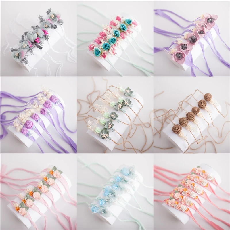 Diademas elásticas para niña, lazos de flores, accesorios para el cabello infantil para recién nacido, accesorios de fotografía