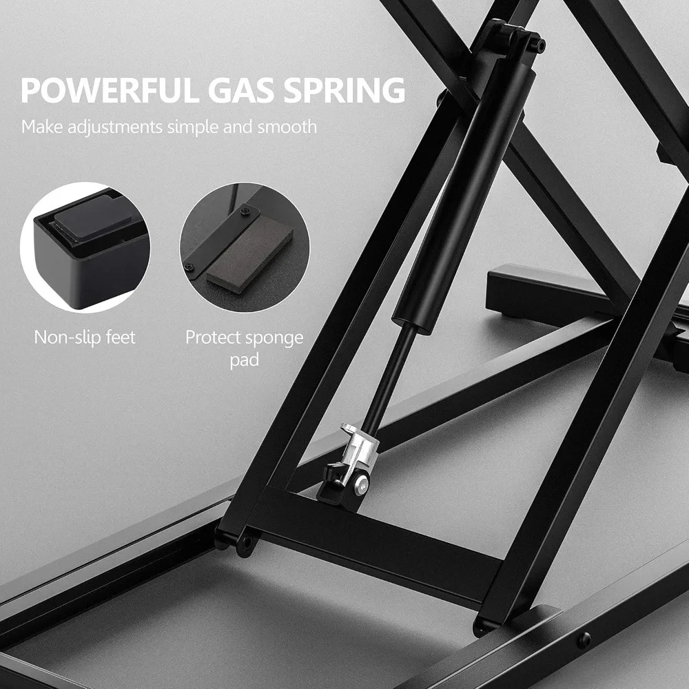 ارتفاع وعرض قابل للتعديل، حامل مزدوج الجلوس، مكتب قائم بطبقة مزدوجة، محطة عمل سطح المكتب لأجهزة الكمبيوتر المحمولة