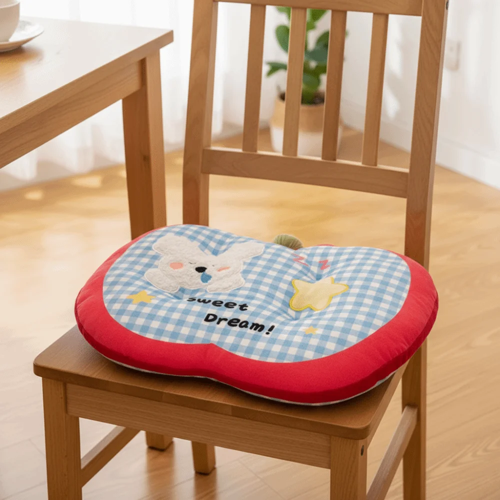 

Back Pad Checkered Pattern Seat Cushion Cartoon Waist Pad Soft Anti-slip Tatami Cushion Car Seat