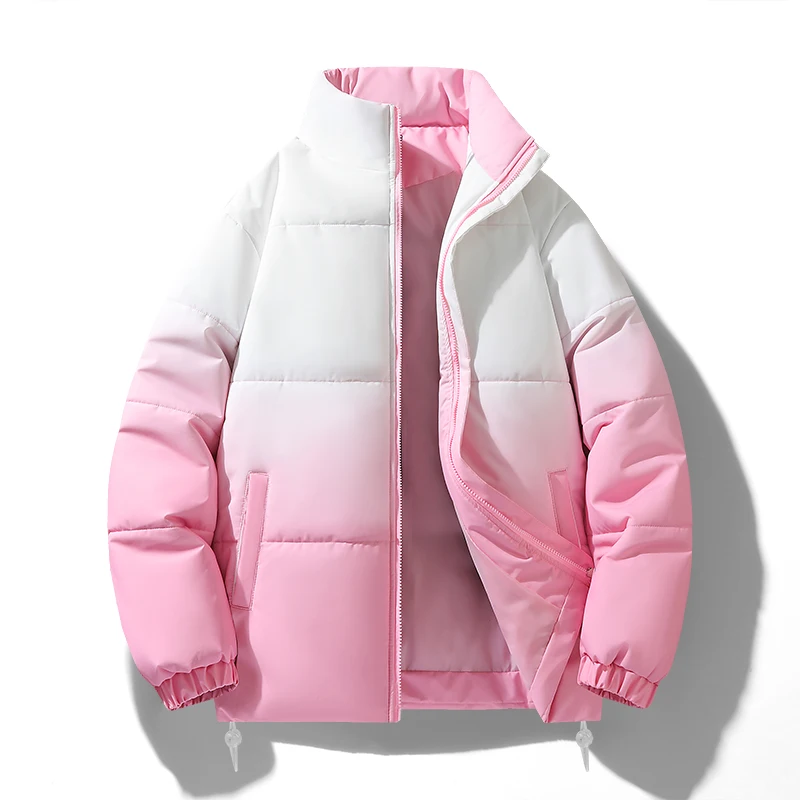 

New Couple Gradient Cotton Padded Coat Men's Thickened Fleece-Lined Jacket Stand Collar Trendy Brand Down Vest Casual Wear