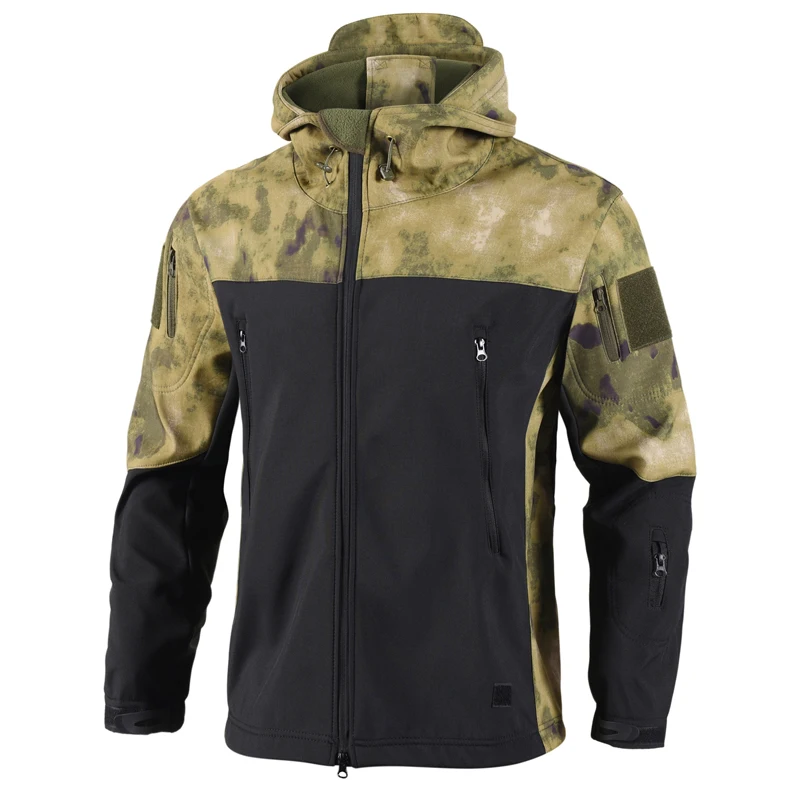 Spring Autumn Men's Soft Shell Tactical Jackets Men Mountain Ski Waterproof Coats Men Windbreaker Warm Zipper Hooded Jackets