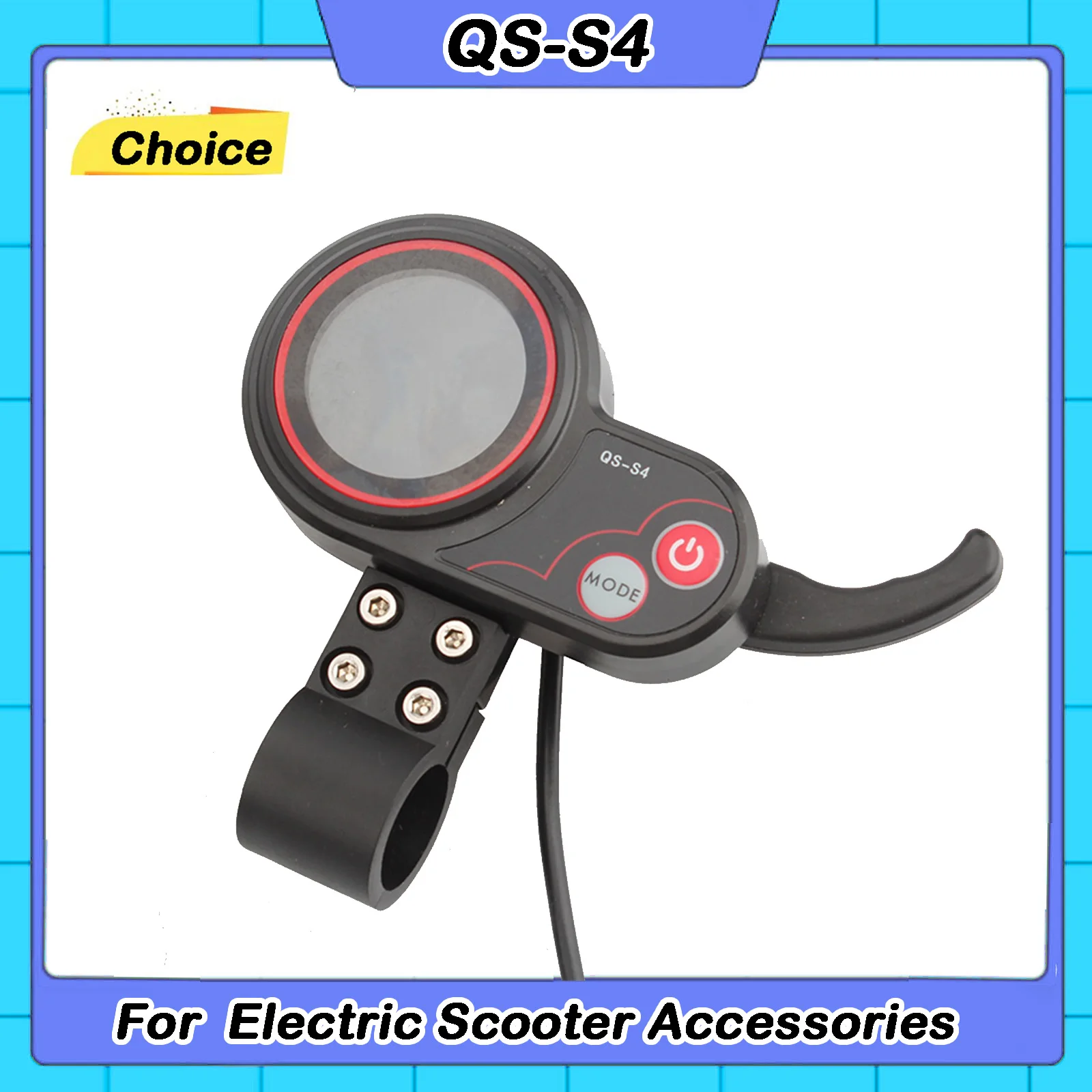 Acelerador de Polegar QS-S4 48V-60V com Display LCD para Patinetes Elétricos Zero 8 9 10 8X 10X - Acessório de Display 6PIN