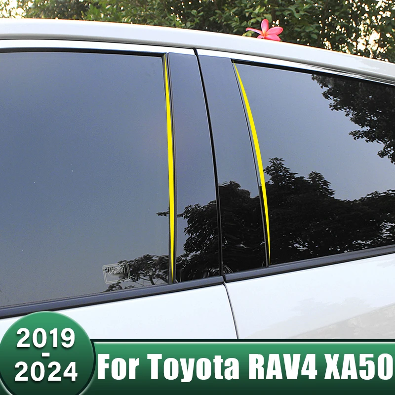 

Car Door Window B/C Pillar Center Post Trim Cover PC Stickers For Toyota RAV4 XA50 2019 2020 2021 2022 2023 2024 RAV 4 Hybrid