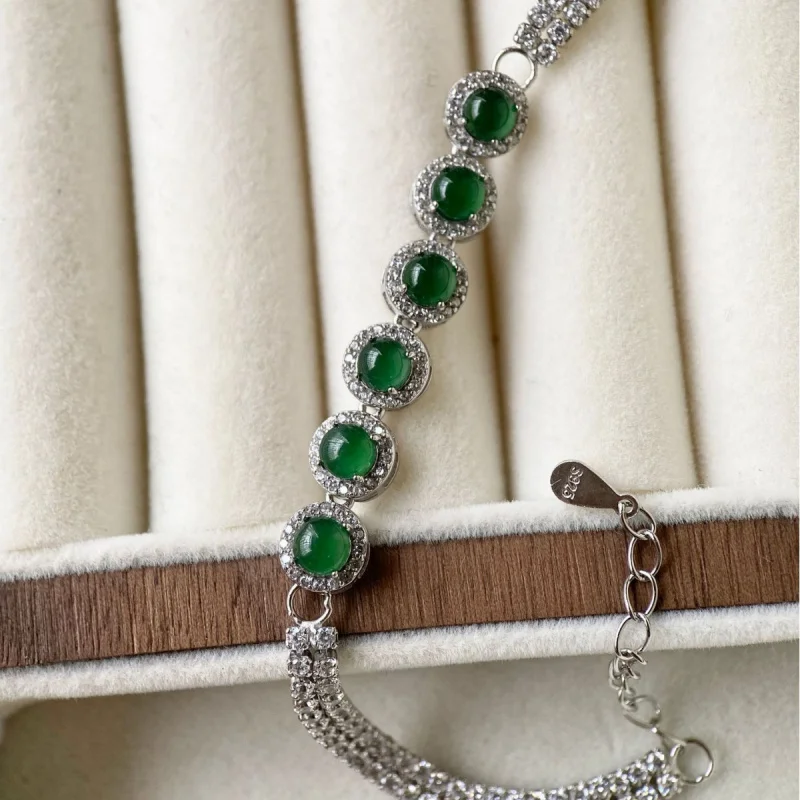 الطبيعية البضائع المواد الخطيرة مثل سوار اليشم الأخضر 925 الفضة البطانة المعكرونة مصنع زخرفة الموضة المتقدمة #3