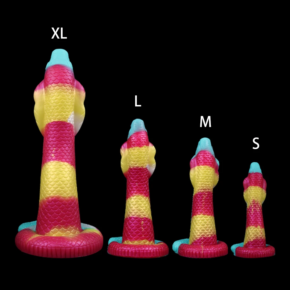 FAAK Lifelike Cobra Shape Giant Fantasy Snake Penis Huge Long Dildo Size S M L XL Soft Silicone Sex Toys For Women Men Anal Plug