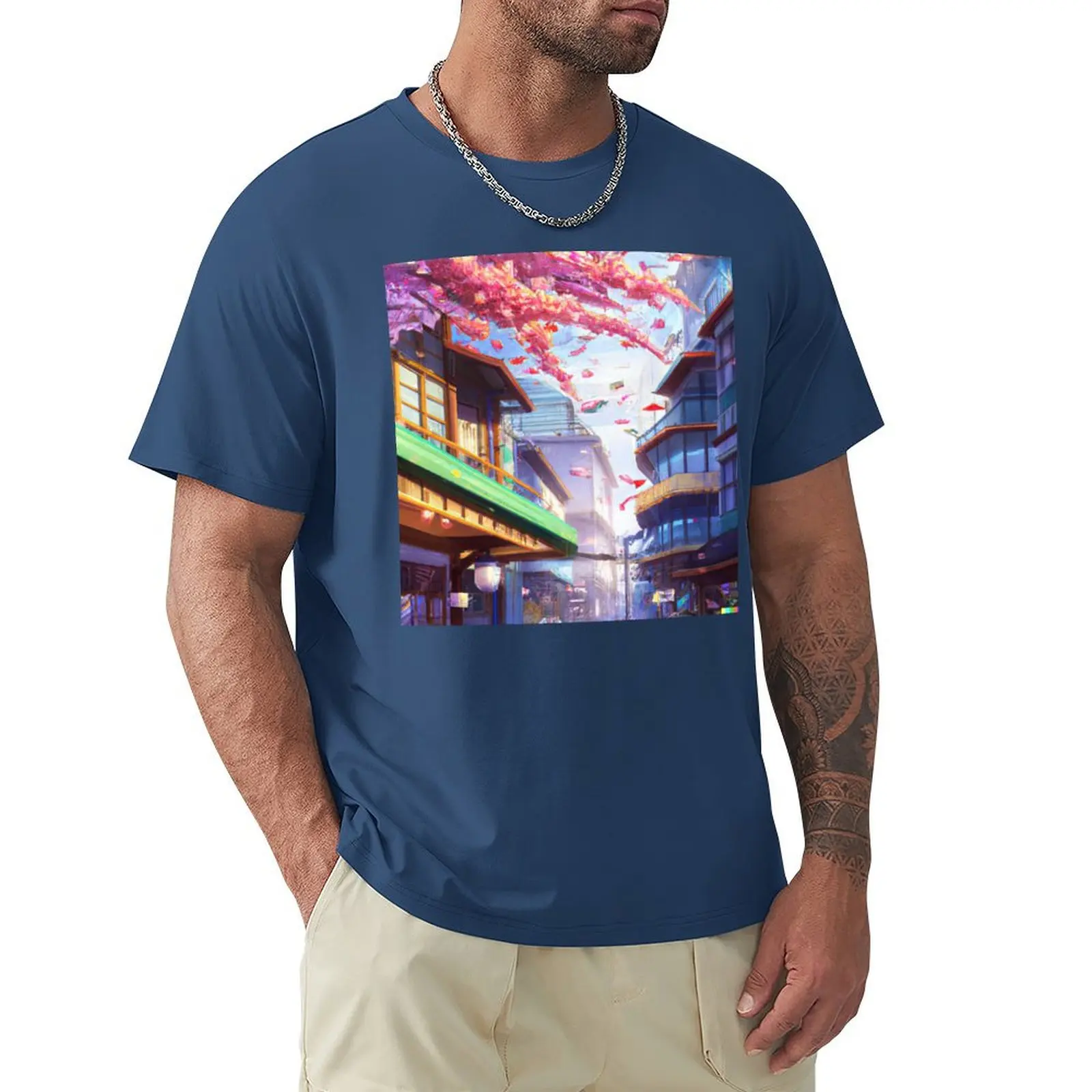 Japanese Spring Town T-Shirt sublime vintage men graphic t shirts