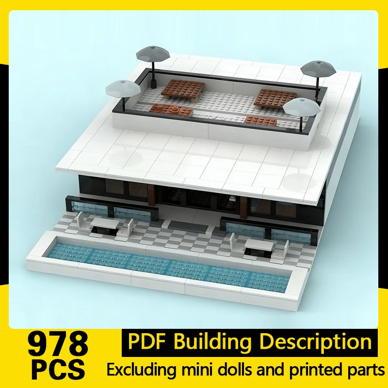 City Street View Model MOC Building Bricks Modern Beach House Modular Technology Gifts Holiday Assemble Children Toys Suit