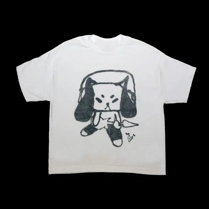 

2025 Full Time Summer Loose Design Handmade Spray-painted Minimalist Gender-neutral Vintage Short-sleeve Graphic T Shirts Tops