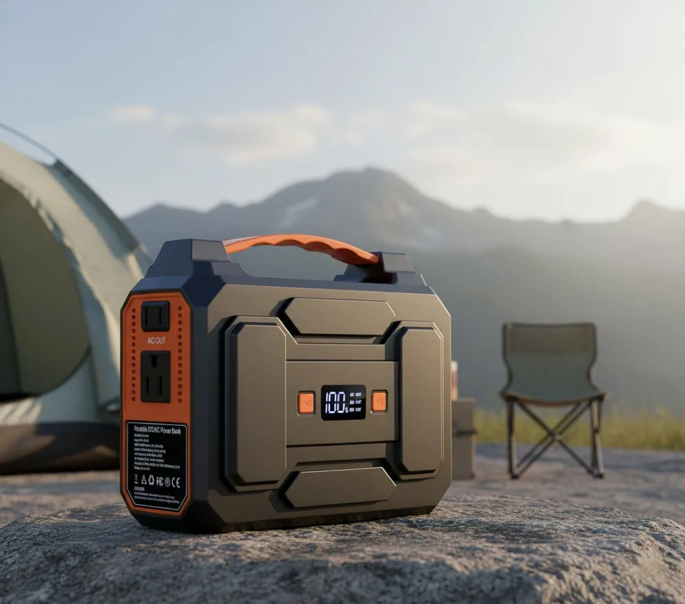 محطة طاقة محمولة بقدرة 146 وات في الساعة مع شحن بالطاقة الشمسية، ومخرج تيار متردد بقوة 200 وات للتخييم والاستخدام في حالات الطوارئ #1