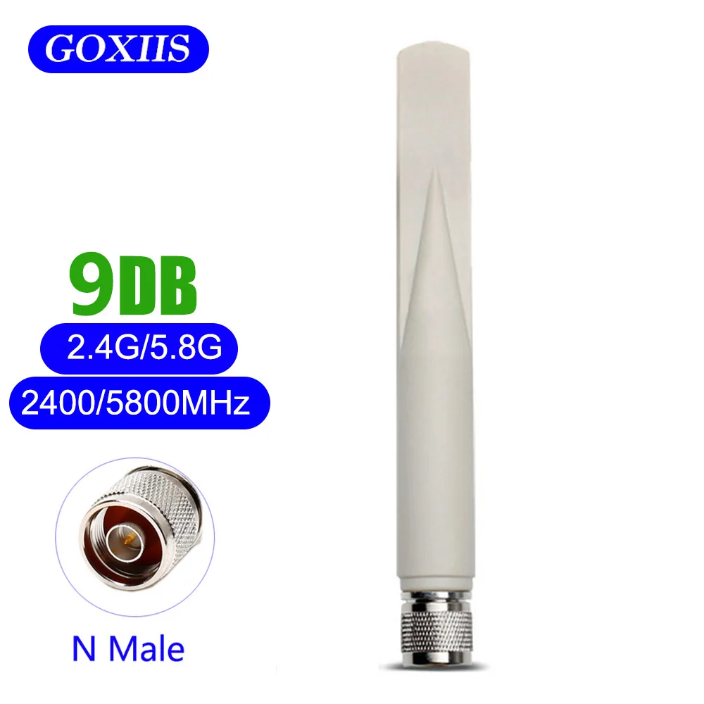 

Dual band2.4GHz 5GHz 5.8GHz Antenna N Male 9dbi omnidirectional long range router wifi IOT DTU antenna