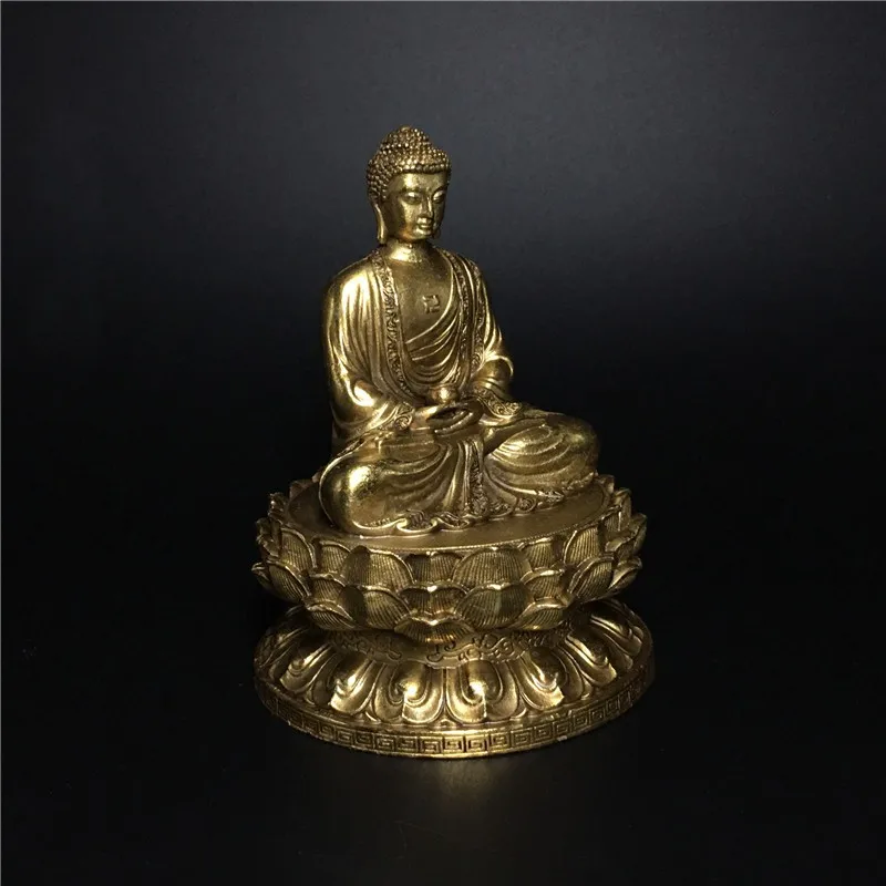 Decorative Buddha Statue Sakyamuni Statue Sculpture Buddhist Supplies Bronze Lotus Buddha Statue Home Feng Shui Decorative Craft