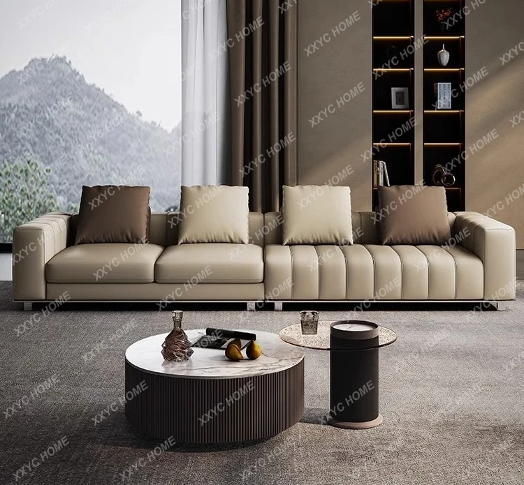 FF light luxury leather sofa minimalist modern piano key large flat corner sofa