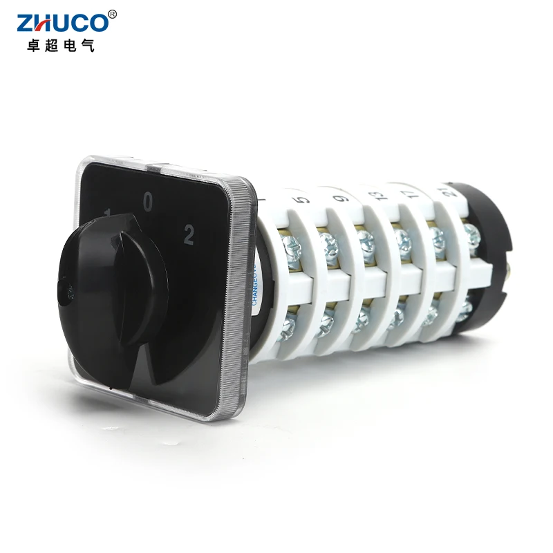 

ZHUCO SZL9-20/6 20A 6 Poles 1-0-2 Selector Universal Changeover Rotary Cam Switch Weldering And Ultrasonic Transfer Switches