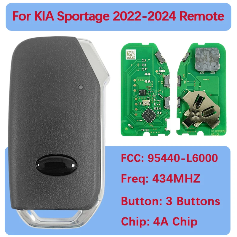 

CN051297 Aftermarket 3 Buttons Smart Remote Key FCC 95440-L6000 4A Chip 434 MHz Keyless Go For Kia 2022