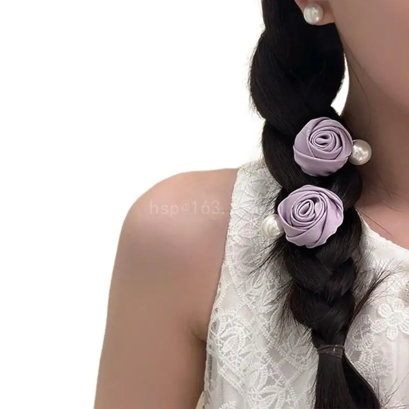 Fermagli per fiori con perle Fermagli per capelli in stoffa Accessori per capelli con fiori eleganti