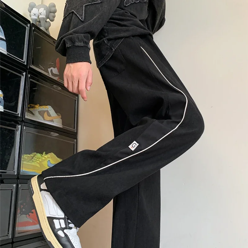 

Pants Men Autumn American Style All-match Spliced Harajuku Full Length High Street Fashion Youthful Popular Teenagers Trousers