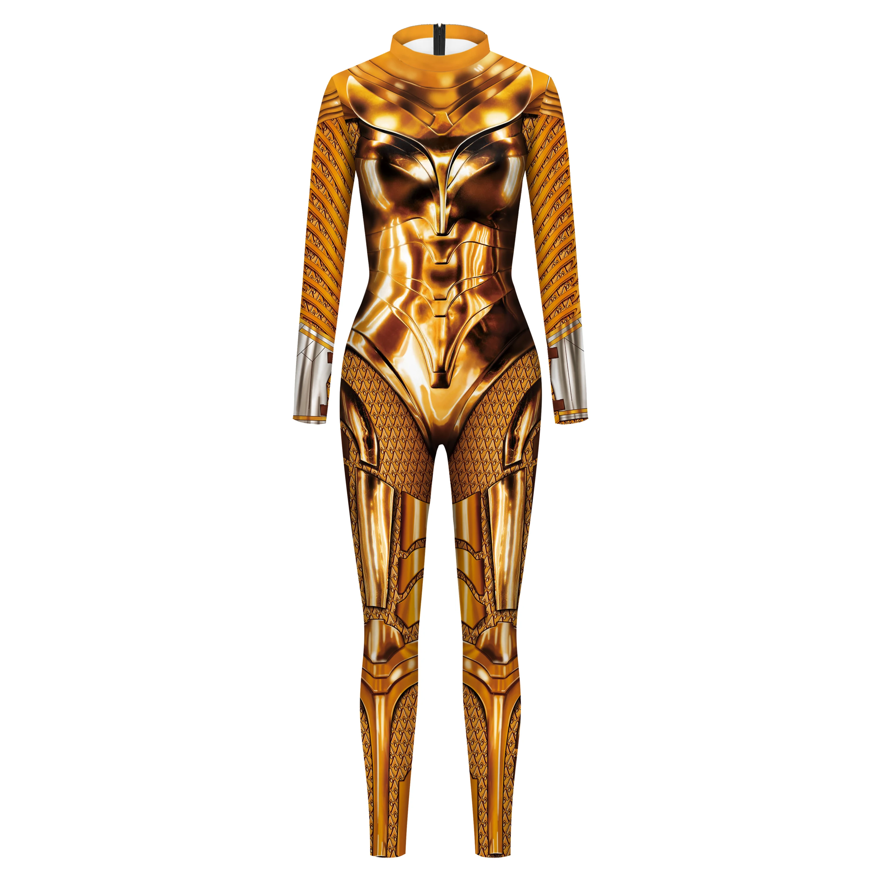 Zawaland-Sexy Costume Cosplay Dourado das Mulheres, Designer Carnaval, Macacão de Impressão Digital, Bodysuit Feminino, Engraçado Festa Onesie