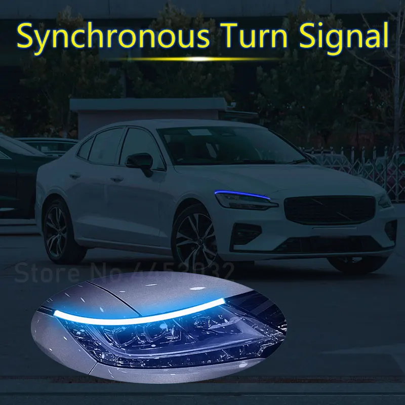 For Volvo XC90 XC40 XC60 C70 T6 V40 V50 V60 DRL LED Strip Light Car Headlight 12V Effect Synchronous turn signal Accessories