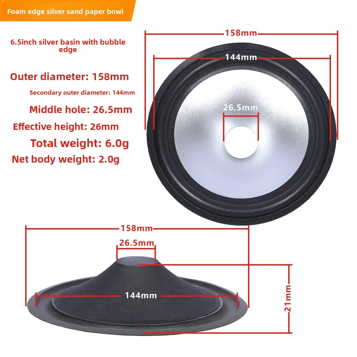 MW Audio 2PCS luidspreker papieren membraan 4"/5"/6.5"/8"/10", woofer reparatie membraan DIY onderdelen