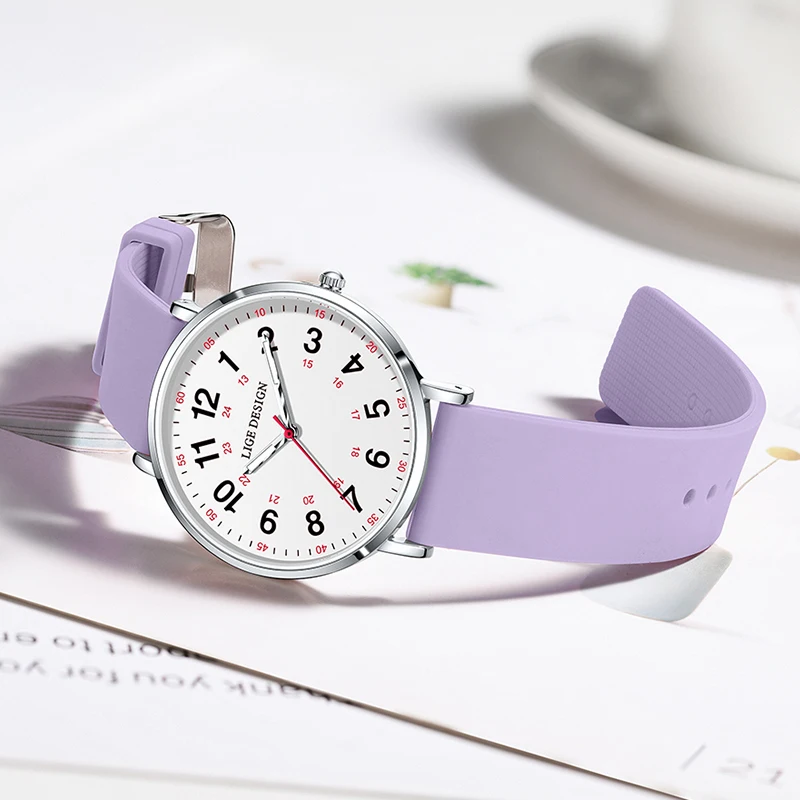 LIGE Watch for Women 2026 elegant simple waterproof 12/24 hours dial color ultra thin casual fashion Ladies Watch reloj de mujer