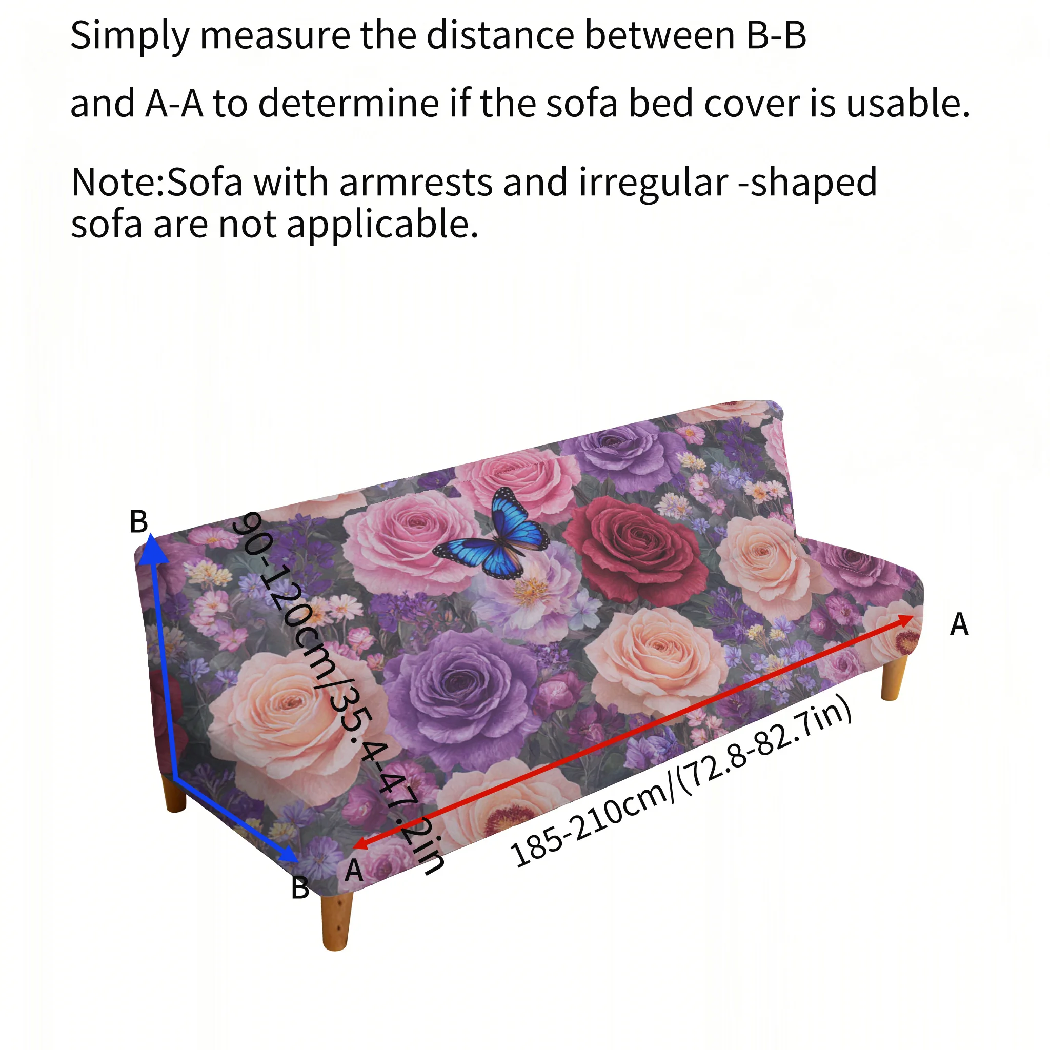 Purple flower bush print sofa bed cover, living room sofa bed cover, dustproof machine washable sofa bed cover