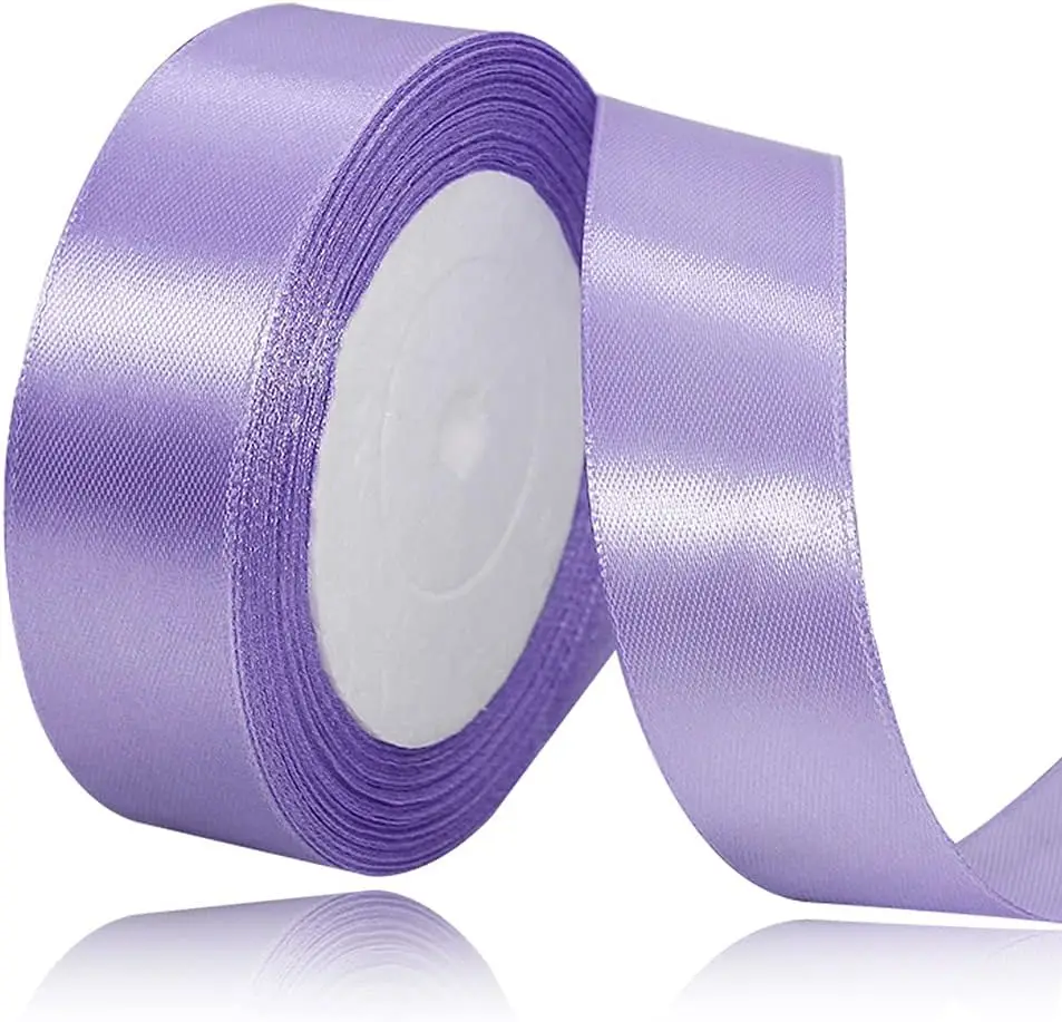 Solid Color Light Purple Satin Ribbon, 3/4 Inches x 25 Yards Fabric Satin Ribbon for Gift Wrapping, Crafts, Hair Bows Making,