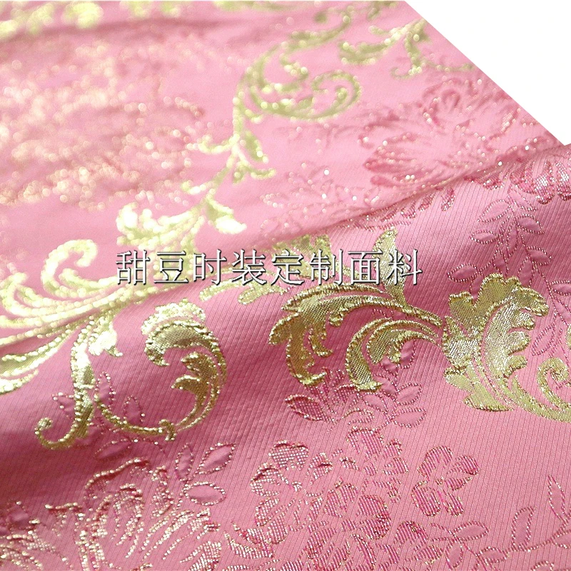 Golden Silk Brocade Jacquard Fabric Vintage Embossed Yarn-dyed Dress Blazer Clothing European Brand Fashion Design Sewing Cloth