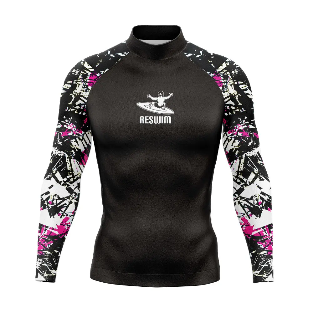 2023 Men\'s Rash Guard Surfing Diving Swimwear Long Sleeve T-shirts UV Protection Swimsuit Swimming Shirt Beach Clothes Rashguard