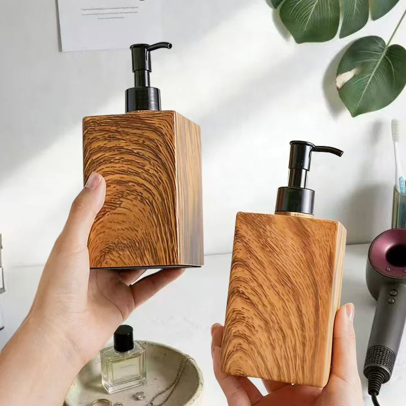Nuevo Dispensador de Jabón con Diseño de Madera, Dispensador de Jabón Líquido para el Hogar, Dispensador de Espuma para Hotel, Botella de Gel de Baño, Adornos Decorativos
