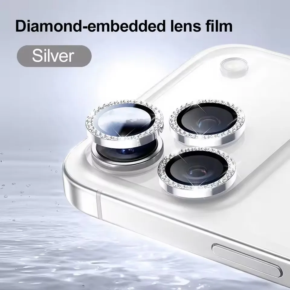 Glitter Diamond Rhinestone Camera Lens Protector For iPhone 17 16 15 Pro Max 14 Plus 11 12 13 Mini Air Film Metal Ring Cover view 5